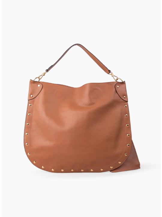 Bolsa Boho Couro Whisky Necessarie e Tachas