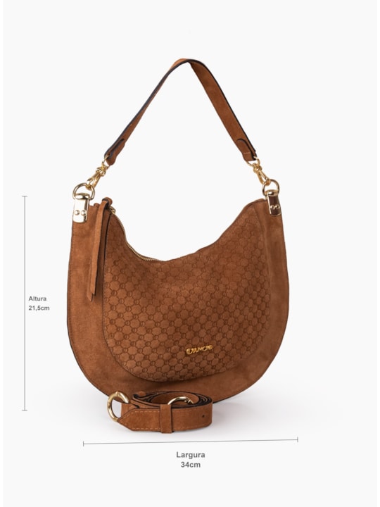Bolsa Duo Alças Meia Lua Camurça Camel