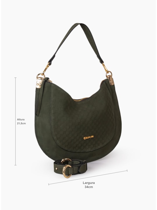Bolsa Duo Alças Meia Lua Camurça Oliva