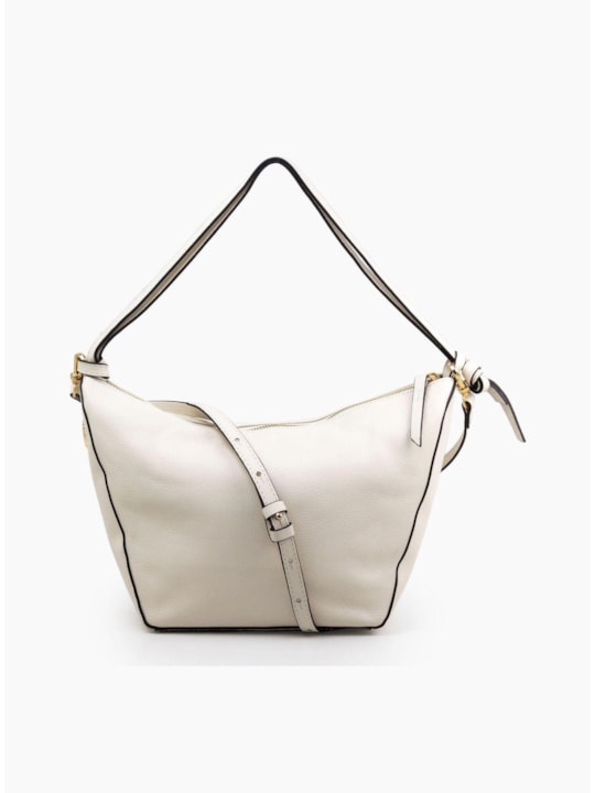 Bolsa Hobo de Couro Off White