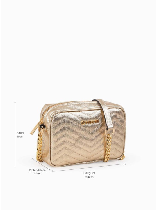 Bolsa Ouro Tiracolo Couro Matelasse