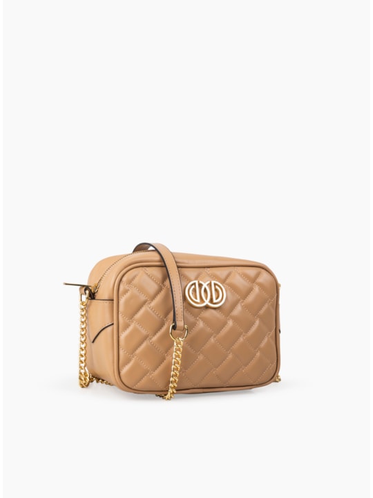 Bolsa Palha Couro Matelassê Alca Corrente