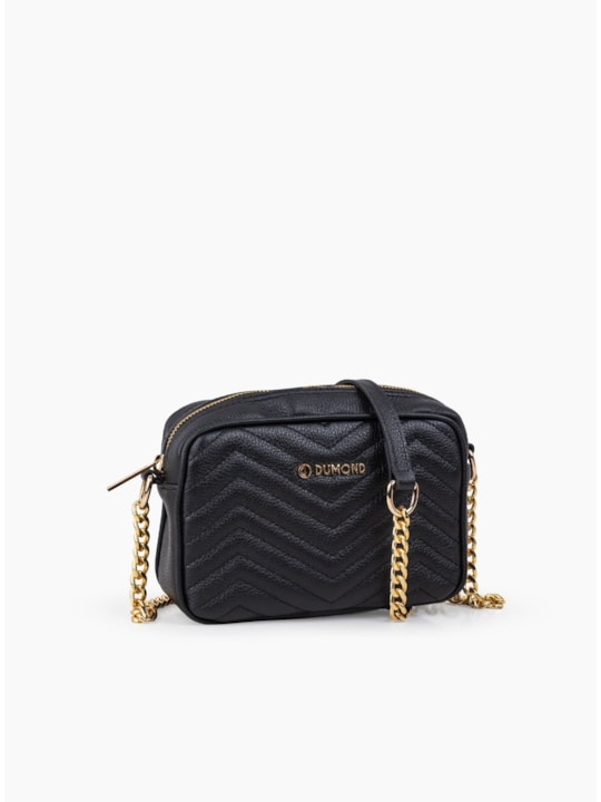 Bolsa Preta Tiracolo Couro Matelasse