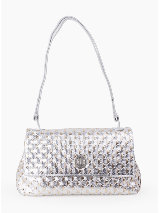 Bolsa Tiracolo de Couro Ouro Light/Prata