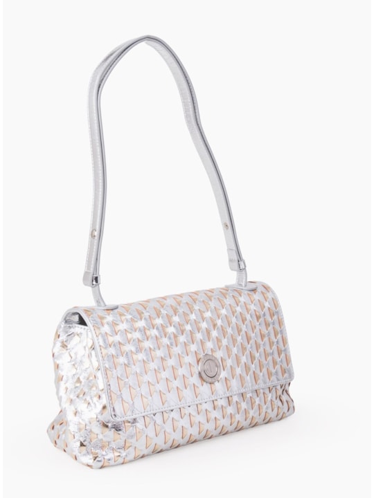 Bolsa Tiracolo de Couro Ouro Light/Prata
