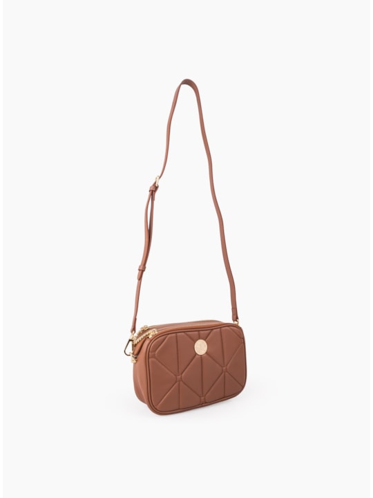 Bolsa Tiracolo Matelassê de Couro Café