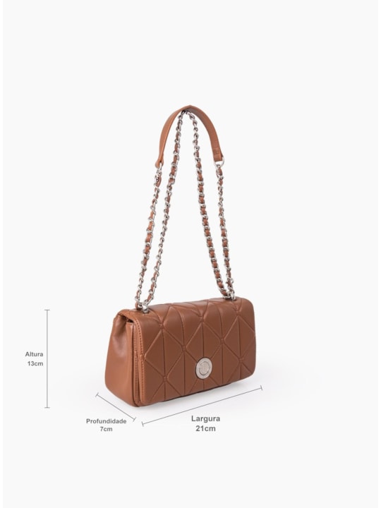 Bolsa Tiracolo Matelassê de Couro Caramelo