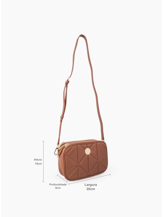 Bolsa Tiracolo Matelassê de Couro Caramelo
