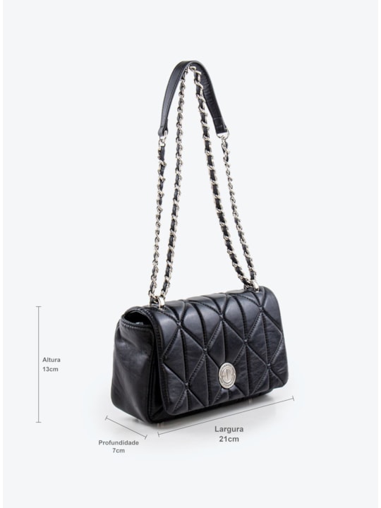 Bolsa Tiracolo Matelassê de Couro Preto
