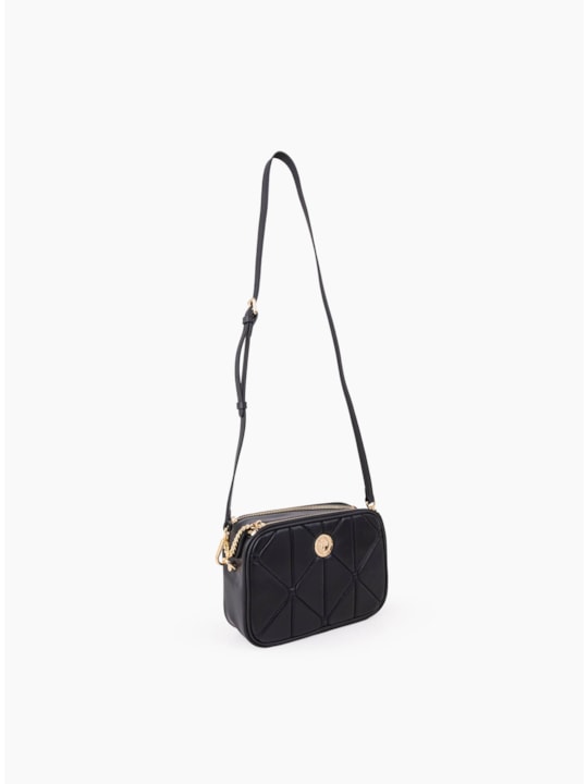 Bolsa Tiracolo Matelassê de Couro Preto