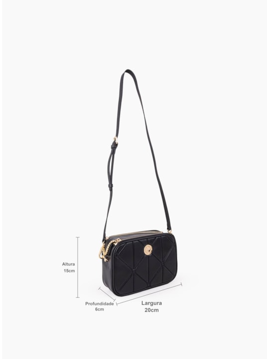 Bolsa Tiracolo Matelassê de Couro Preto