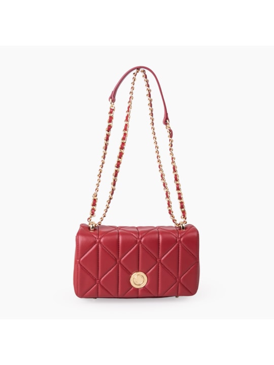 Bolsa Tiracolo Matelassê de Couro Vermelho