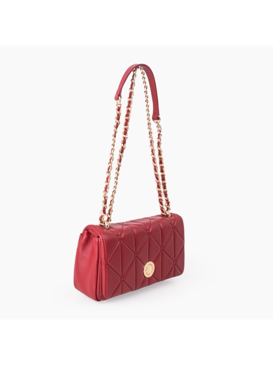 Bolsa Tiracolo Matelassê de Couro Vermelho