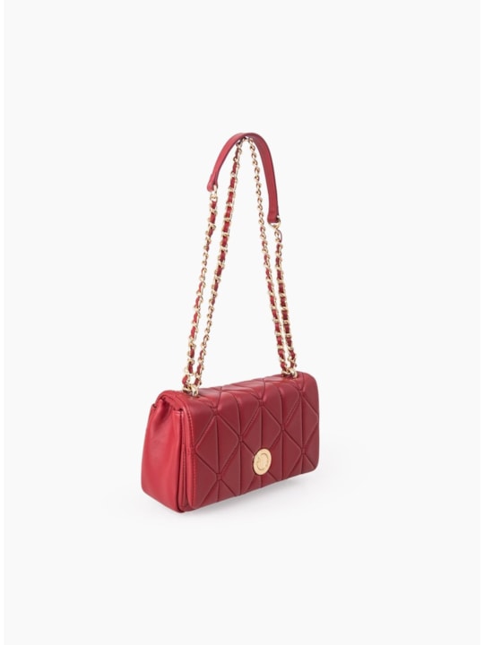 Bolsa Tiracolo Matelassê de Couro Vermelho