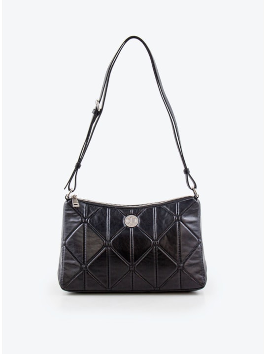 Bolsa Tiracolo Preta de Couro Dumond