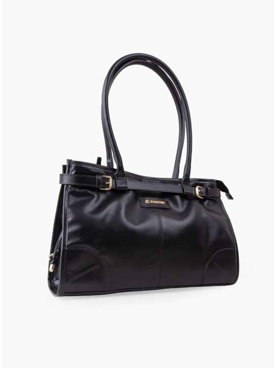 Bolsa Tote Grande Fivela Couro Preto