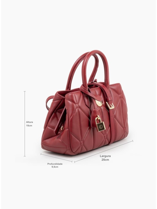 Bolsa Tote Matelassê de Couro Vermelho