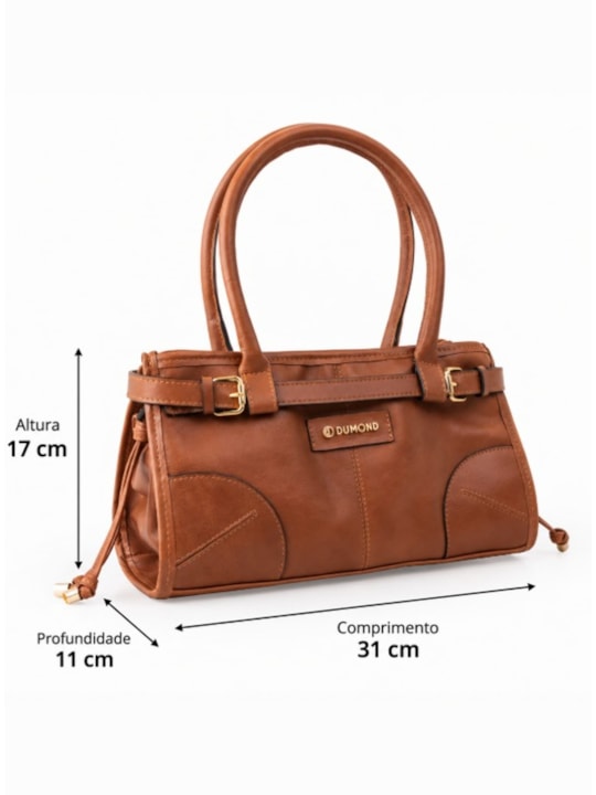 Bolsa Tote Média Fivela Couro Whisky