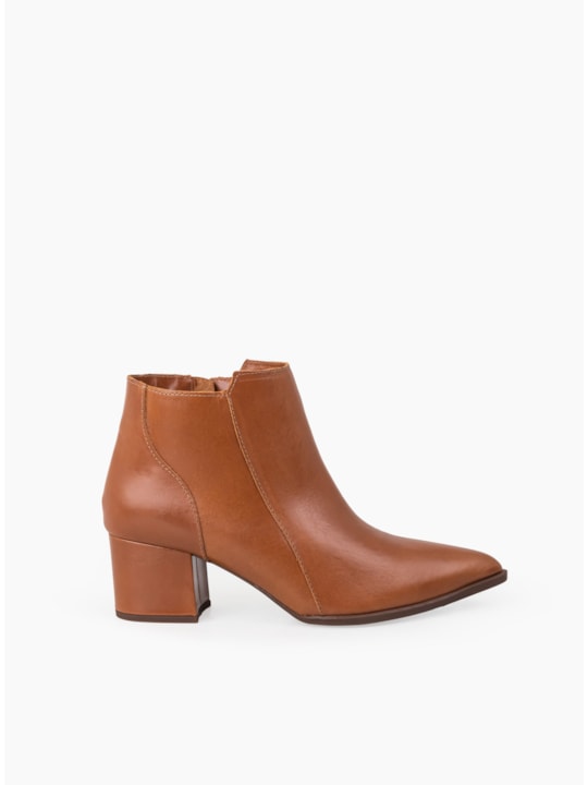 Bota Cano Curto Couro Whisky Salto Médio