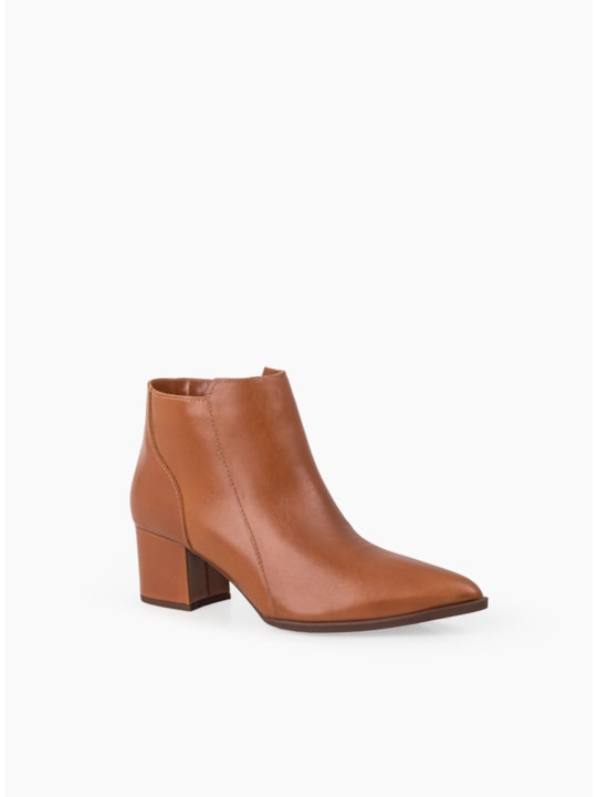 Bota Cano Curto Couro Whisky Salto Médio