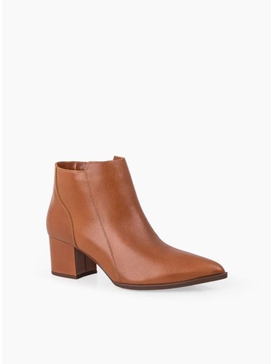 Bota Cano Curto Couro Whisky Salto Médio