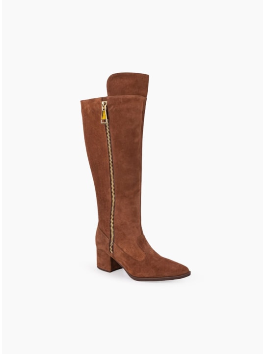 Bota Caramelo Couro Camurça