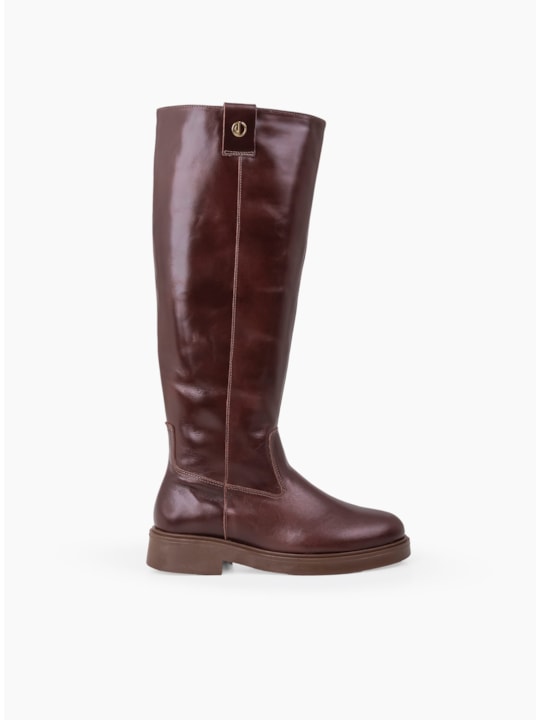 Bota Clássica Pinhão Couro Cano Longo