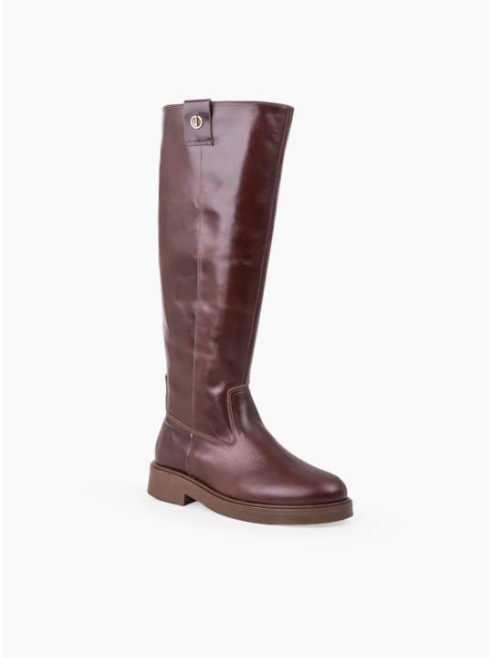 Bota Clássica Pinhão Couro Cano Longo