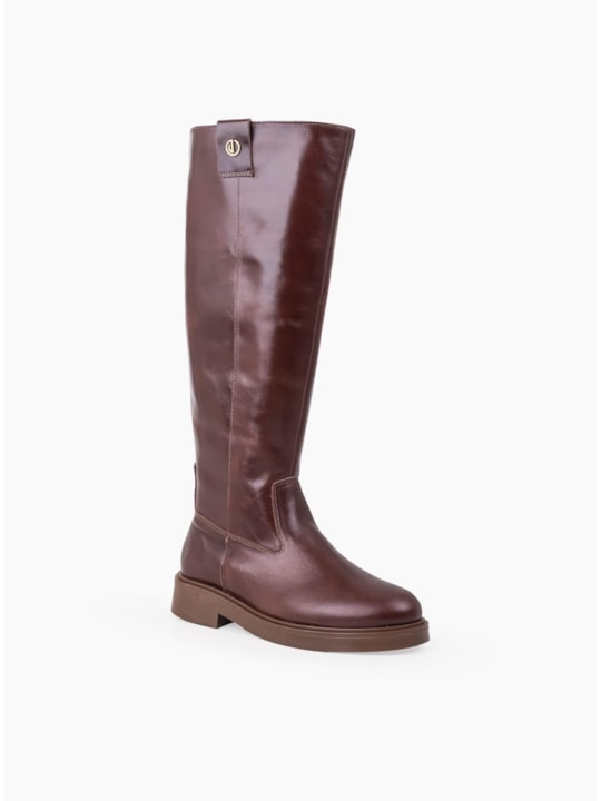 Bota Clássica Pinhão Couro Cano Longo