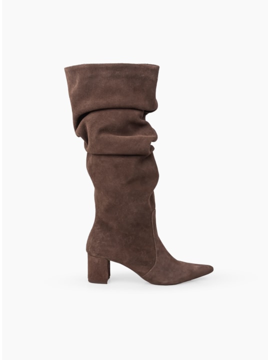Bota Couro Camurça Brown Slouch