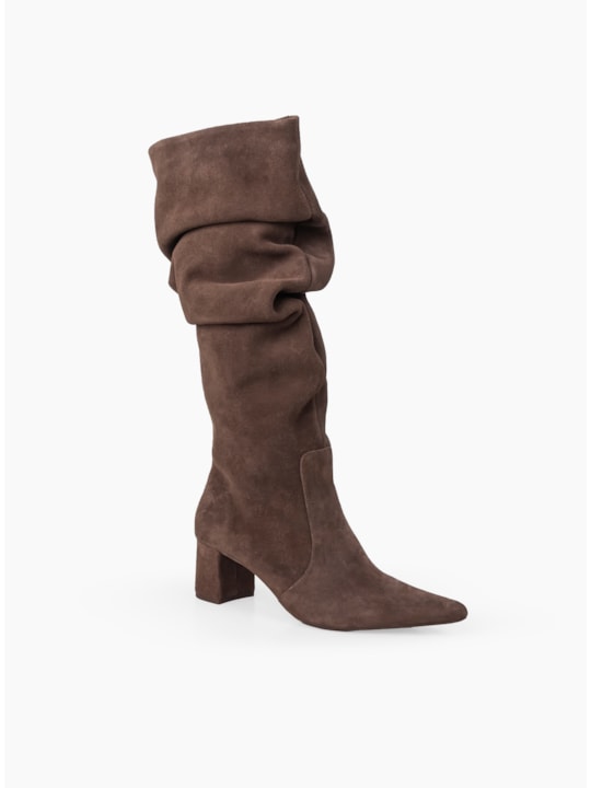 Bota Couro Camurça Brown Slouch