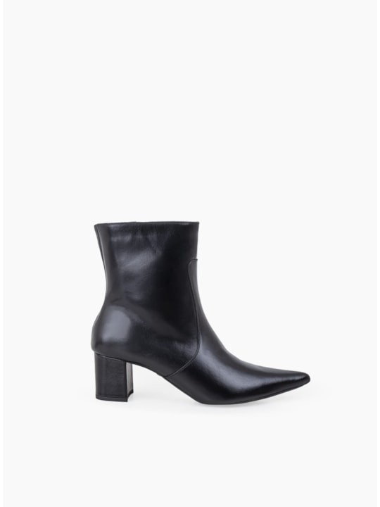 Bota Preta Couro Salto Bloco