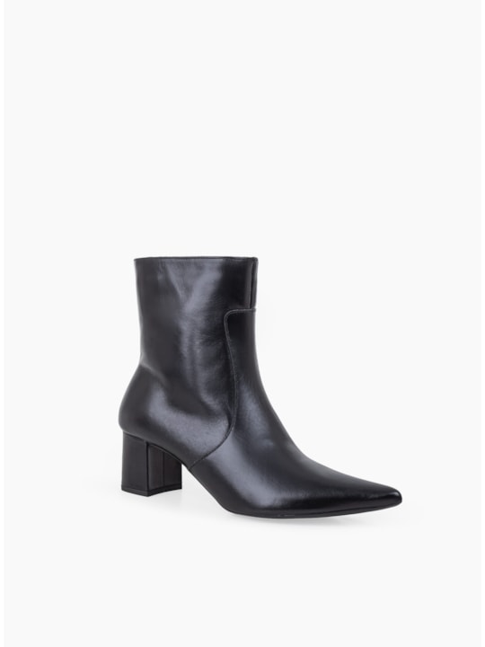 Bota Preta Couro Salto Bloco