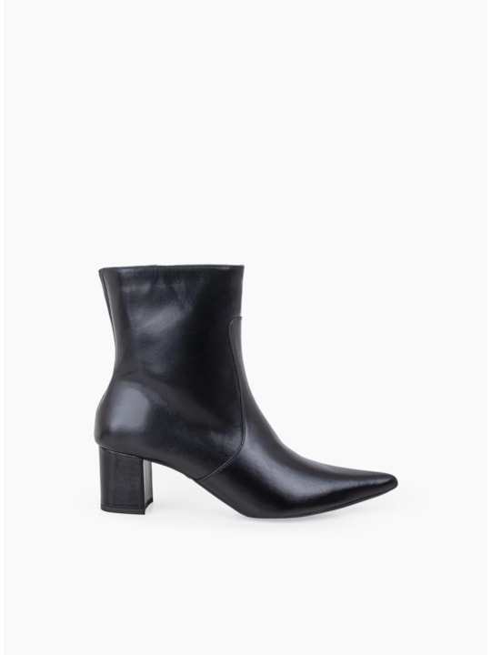 Bota Preta Couro Salto Bloco