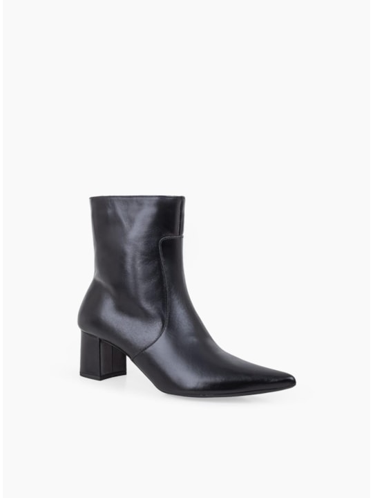 Bota Preta Couro Salto Bloco