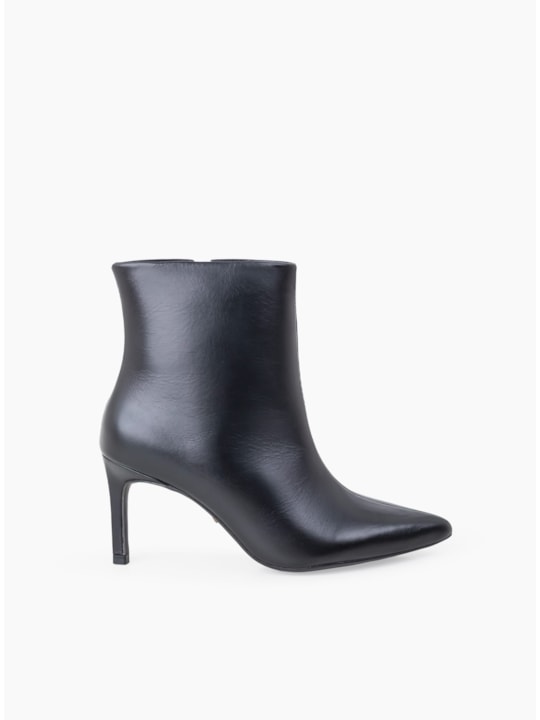 Bota Preta Couro Salto Fino Cano Médio