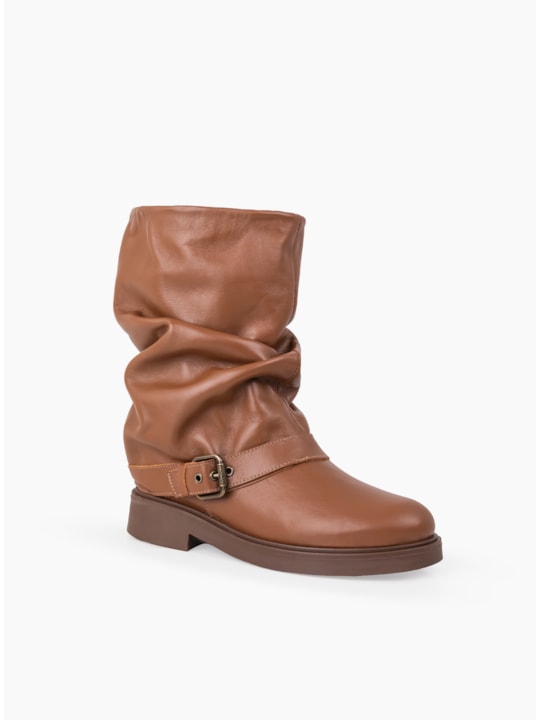 Bota slouch Whisky Couro