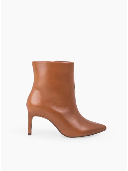 Bota Whisky Couro Salto Fino Cano Médio