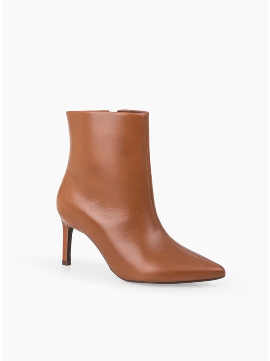 Bota Whisky Couro Salto Fino Cano Médio