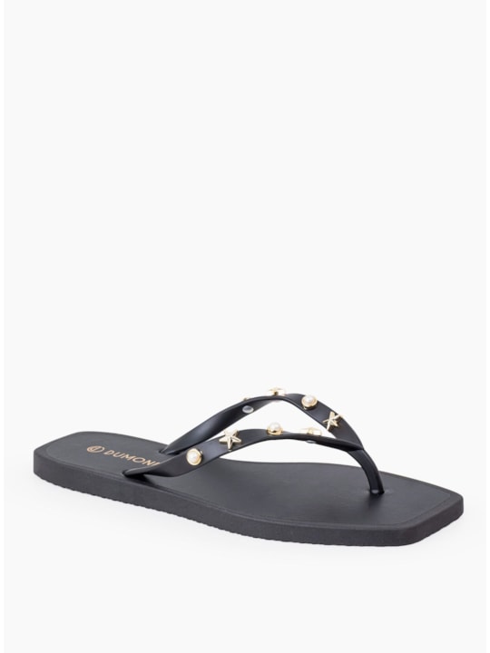 Chinelo Feminino Injetado Aplicações Preto