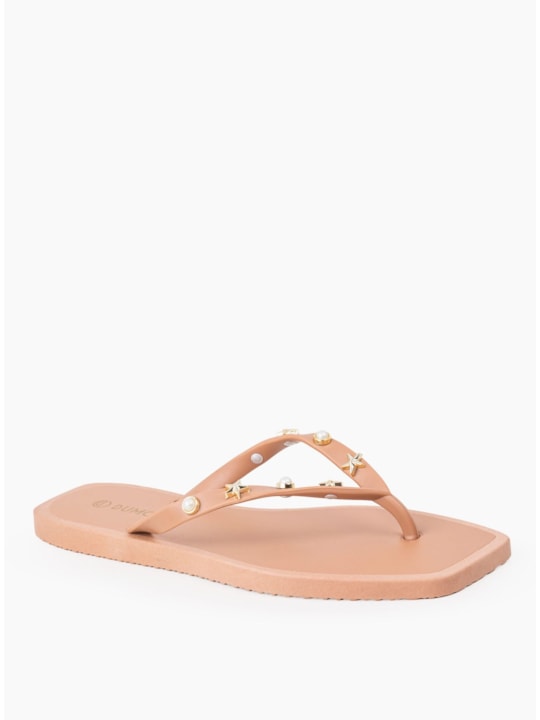 Chinelo Injetado Mocha Pérolas e Estrelas