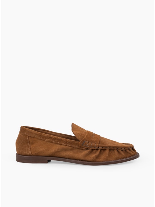 Mocassim Capuccino Couro Camurça Manual