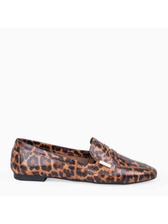 Mocassim Couro Animal Print Tamanho: 38
