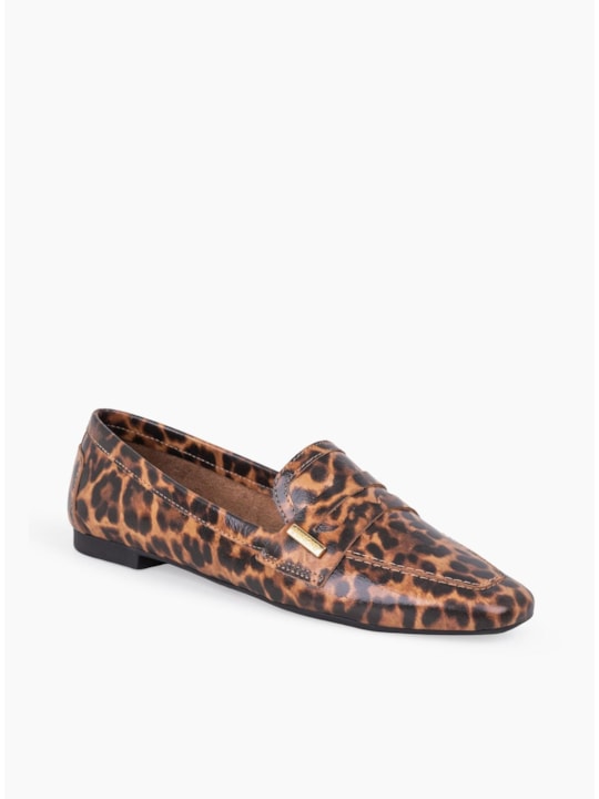 Mocassim Couro Animal Print Tamanho: 38