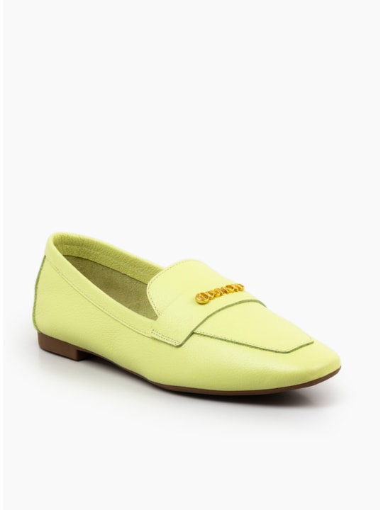 Mocassim Couro Lemon Bico Quadrado