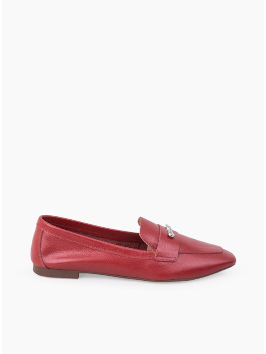 Mocassim Couro Malbec Bico Quadrado