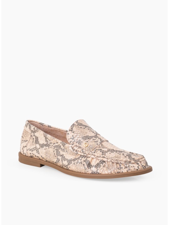 Mocassim Couro Snake Sand Franzido