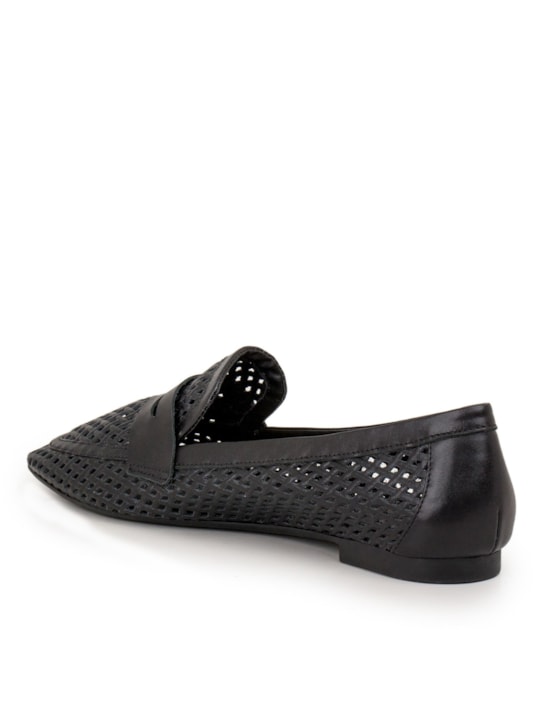 Mocassim Feminino Vazado Couro Preto