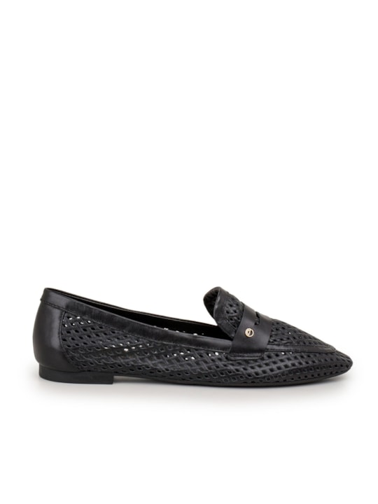 Mocassim Feminino Vazado Couro Preto