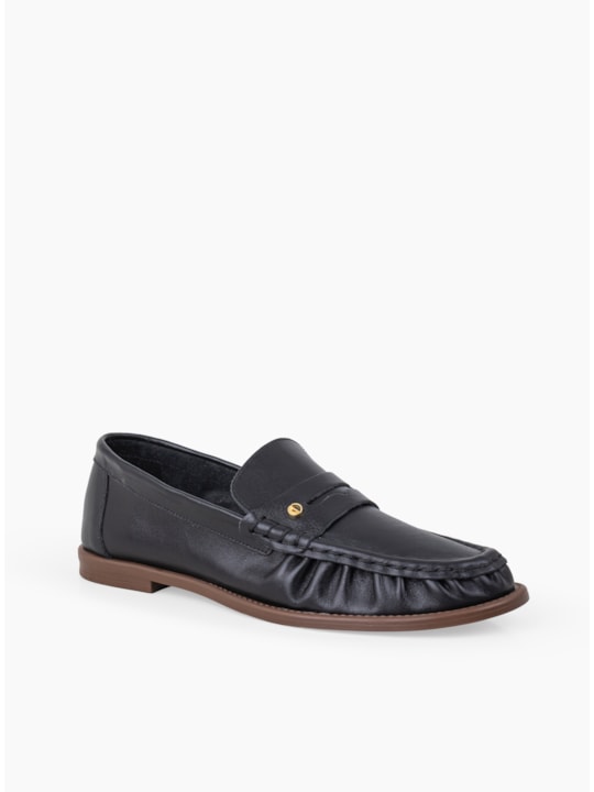 Mocassim Preto Couro Manual